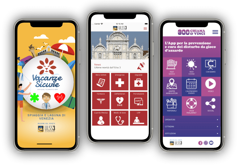 Schermate di un'app per servizi al cittadino